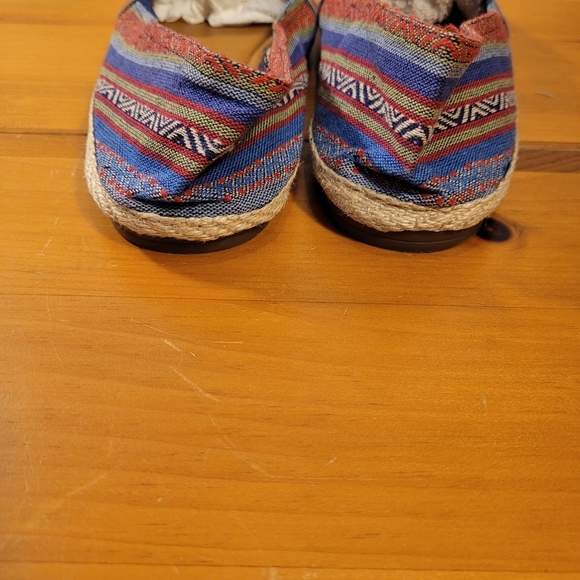 Lucky Brand Sz 10 Colorful Espadrille Flats Striped Canvas Jute Slip On Bohemian - Picture 5 of 11